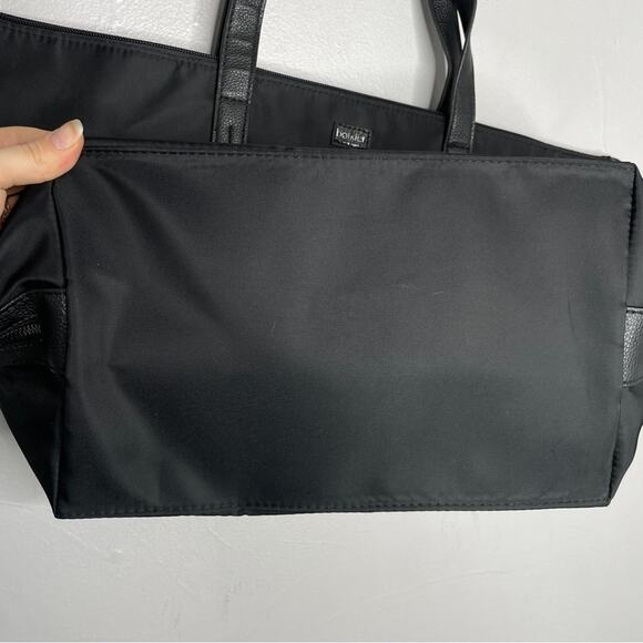 BOTKIER NEW YORK Black Zip Top Bag Purse Large Nylon Tote Handbag Basics Office - Picture 5 of 9